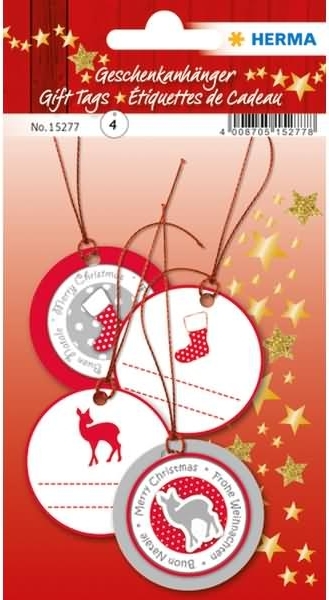 HERMA Geschenkanhänger 3D Weihnachten 5cm rot VE=6 Stück