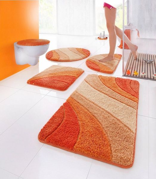 OTTO home Badematte Josie, Badvorleger, Badezimmer Teppich, Höhe 20 mm, rutschhemmend beschichtet, fußbodenheizungsgeeignet, schnell trocknend, strapazierfähig, Polyester, rund, Badteppich, Badematten, rechteckig, rund & als 3-tlg. Set erhältlich