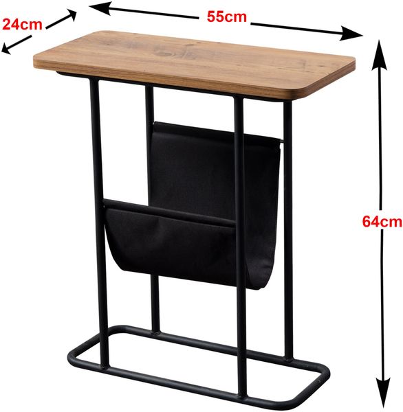 Beistelltisch Bov 64 x 55 x 24 cm Schwarz / Walnuss-Optik [en. casa] Bild 4