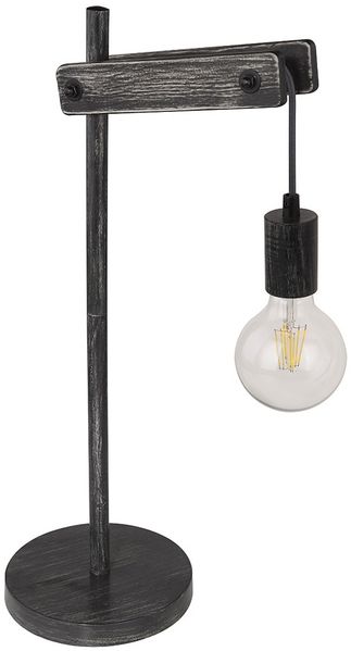 Tischleuchte, Metall, schwarz-matt, Holz, verstellbar, H 56,5 cm