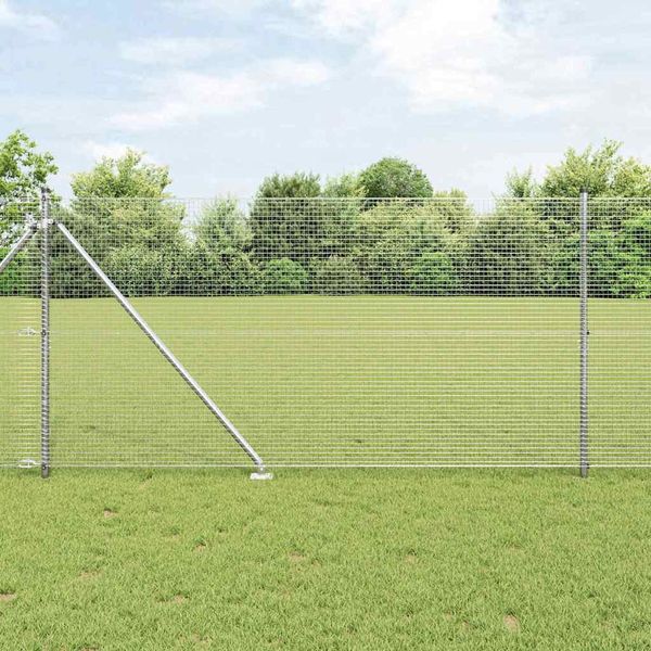 vidaXL Schweißdrahtzaun mit Spikes 25 x 1,2 m Verzinkter Stahl Silber 3351967