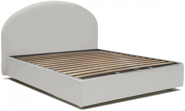 Dmora Doppelbett Alastorn, Bettkasten mit Kunstlederbezug, 100 % Made in Italy, Öffnung vorne, geeignet für Matratzen 160 x 190 cm, Weiß