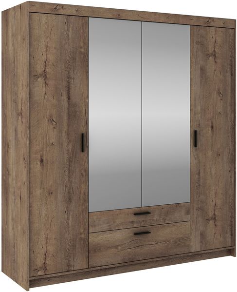 AX LIVING Kleiderschrank mit Spiegel Storicos Eiche Lefkas 4T 176,3cm