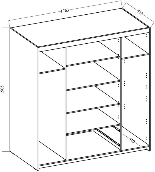 AX LIVING Kleiderschrank mit Spiegel Storicos Eiche Lefkas 4T 176,3cm Bild 6