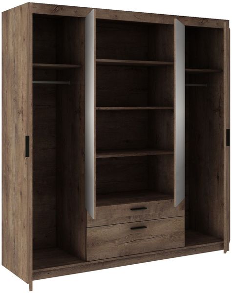 AX LIVING Kleiderschrank mit Spiegel Storicos Eiche Lefkas 4T 176,3cm Bild 3