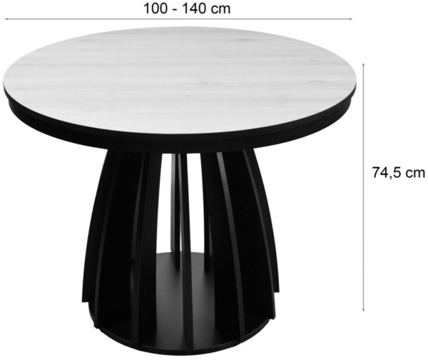 Selsey 'Diciffy' Esstisch ausziehbar, Greige/Schwarz, ca. 75 x 100–140 x 100 cm