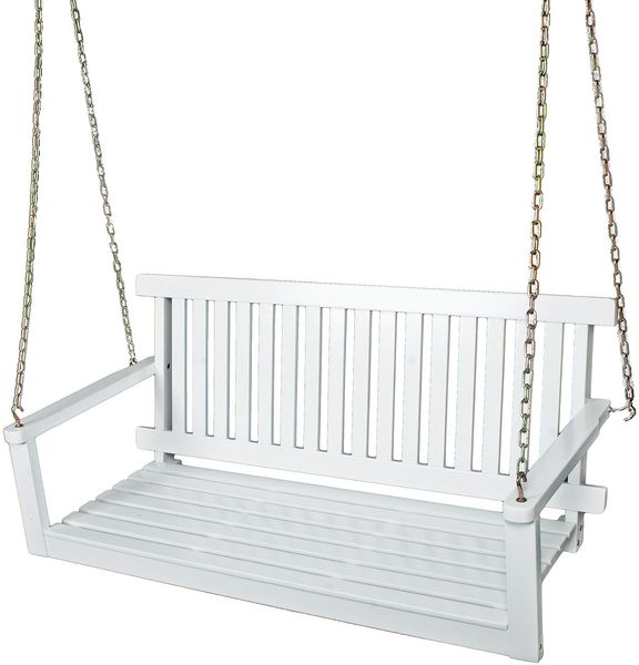 Garten-Hängebank AMELIE - 130cm Breit, Eukalyptus, Weiß | Hängebank Garten Wetterfest Sitzbank Outdoor Bild 3
