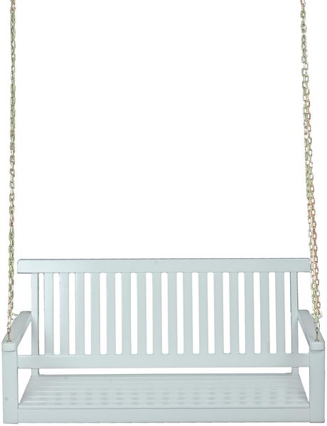 Garten-Hängebank AMELIE - 130cm Breit, Eukalyptus, Weiß | Hängebank Garten Wetterfest Sitzbank Outdoor Bild 2