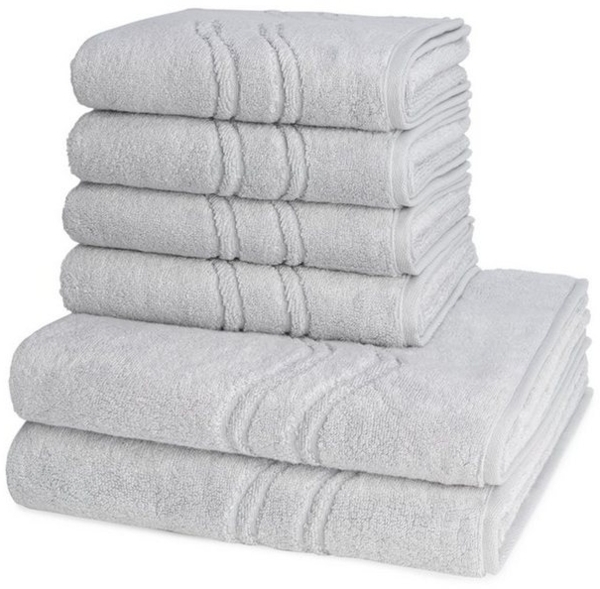 Ross Cashmere feeling 6 tlg. Frottier-Set - 4 X Handtuch (50 X 100cm), 2 X Duschtuch (75 X 140cm) - 520 g/m2 - Chrom