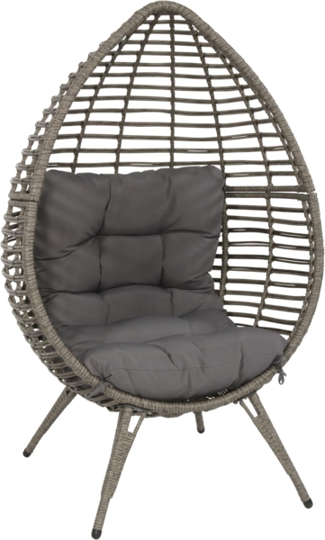 Lesli Living Relaxsessel CHILL Garten Stuhl Sitzei Egg Polyrattan Grau
