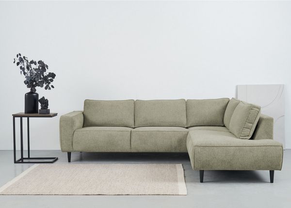 Home affaire Ecksofa Fumone, Lederoptik oder Soft-Touch Chenille, Breite 260, mit schwarzen Massivholzfüßen