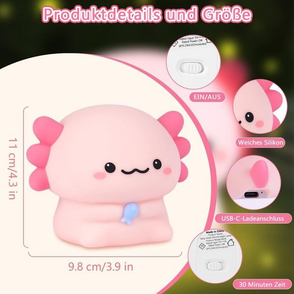 Luckice LED Nachtlicht Nachtlicht Kinder, Stilllicht Dimmbar Silikon, Kinderzimmer LED Nachtlicht Baby Dimmbar mit Timer.