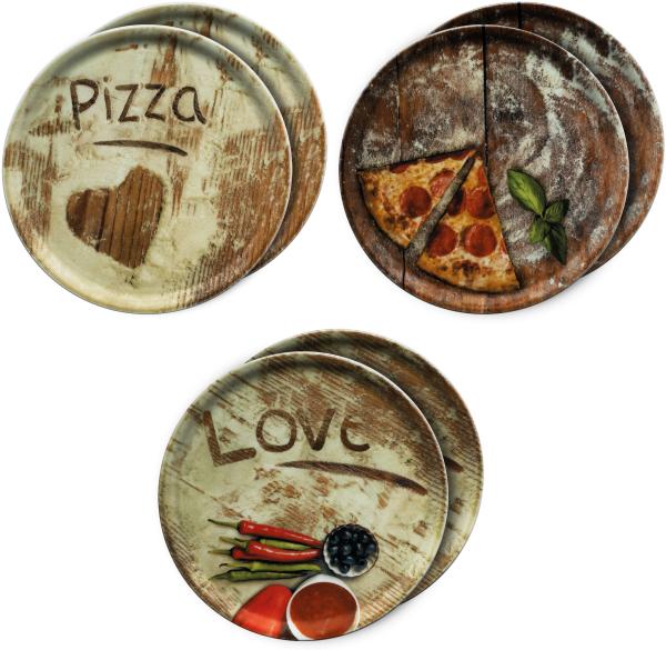 6er Set Pizzateller Oliven-, Salami- & Lieblingspizza Ø 33,3cm Platte XL-Teller