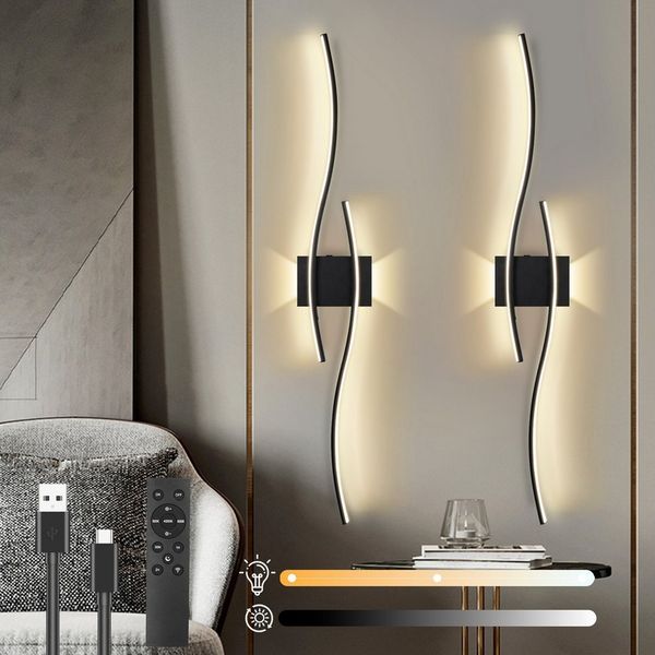 Jibenhome Wandleuchte LED Wandleuchte Innen Wandlampe Wandbeleuchtung,Minimalistische, LED fest integriert, Batteriebetrieben&USB Aufladung,Fernbedienung&Touch-Steuerung,Timer