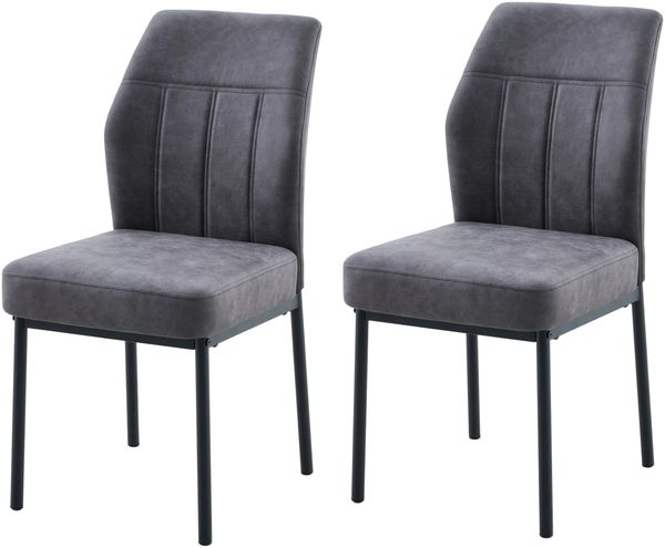 Hela Tische, 2er Set Esszimmerstuhl Küchenstuhl Almada, Bezug Velvet/Samt Anthrazit, Komfortsitz Federkorb, Rundrohr Metall Füße, 100kg belastbar