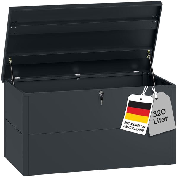 STEELSØN 'Icarus' Aufbewahrungsbox, Metall, anthrazit, 320 Liter, 105x65x63 cm, wasserdicht und abschließbar