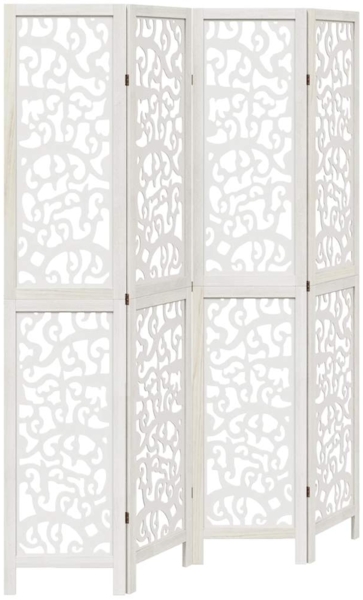 vidaXL 4-tlg. Raumteiler Weiß Massivholz Paulownia 358739