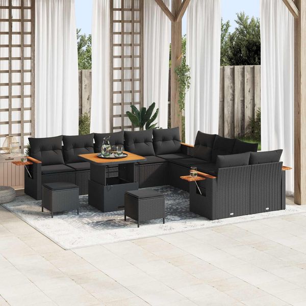 vidaXL Gartensofa-set mit Kissen 13 pcs Schwarz 3363229