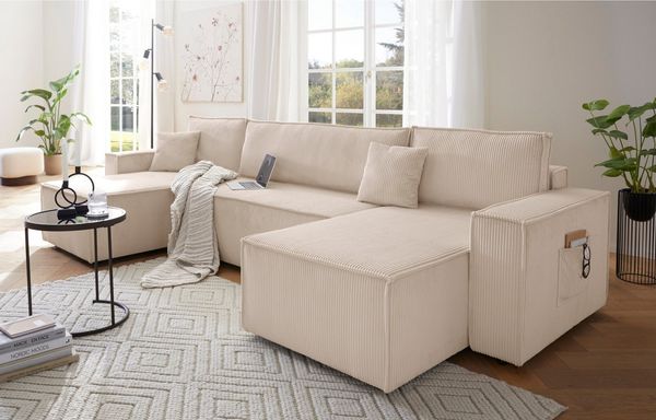 OTTO home Wohnlandschaft CASSI L-Form, 311cm - OTTO. Verlässliche Qualität, Schlaffunktion (133/200), Bettkasten, Cord, Unser Tiefpreis
