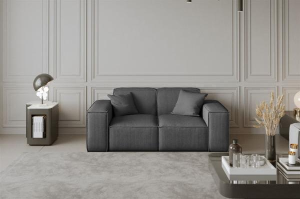 Sofa Designersofa CELES 2-Sitzer in Stoff Scala Grau