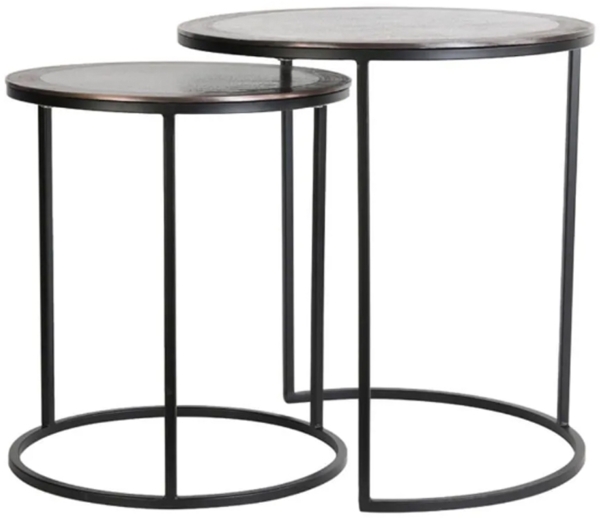 Beistelltisch Säule TALCA von Light & Living 2er Set Antik Kupfer-Schwarz