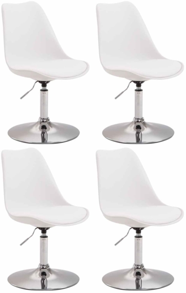 CLP 4er Set Esszimmerstühle Maverick Kunststoff drehbar und stufenlos verstellbar,weiß chrom Bild 1