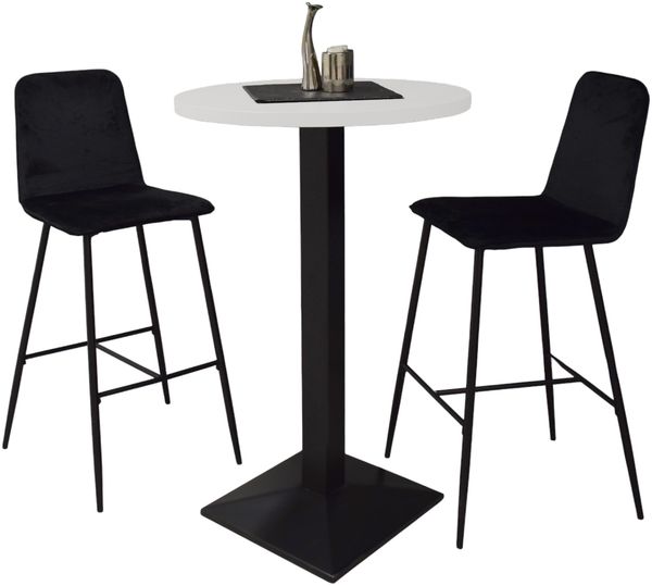 Tresentisch rund Eleanore 70 cm schwarz matt/weiß matt lack 14660