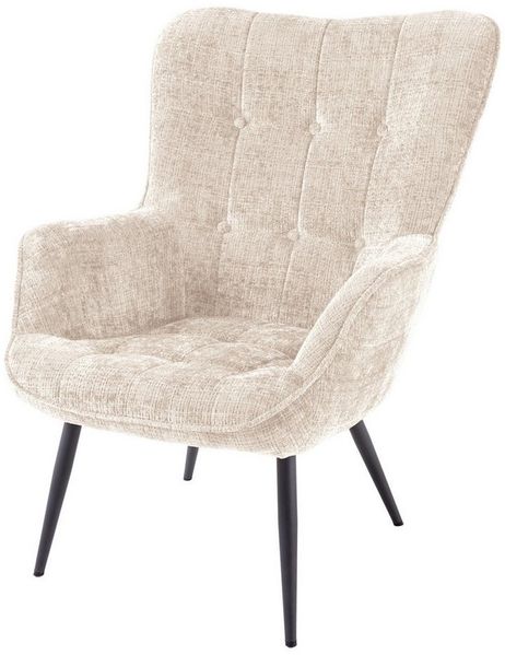 riess-ambiente Sessel SCANDINAVIA champagner/schwarz -Chenille Cremona, Metall, mit Armlehne (Einzelartikel, 1-St), gepolsterter Lesesessel - ideal für Wohn-, Gäste- & Schlafzimmer