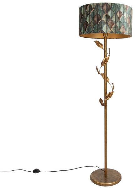 Qazqa Stehlampe Linden, ohne Leuchtmittel, Kaltweiß, QAZQA Stehlampe, e27, Gold, Stahl, classic-antique