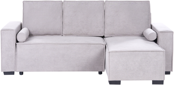 Eckschlafsofa 3-Sitzer EDANE Stoff Grau mit Stauraum linksseitig