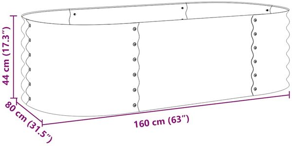 vidaXL Garten-Hochbeet 160x80x44 cm Verzinkter Stahl Grau 45529 Bild 8