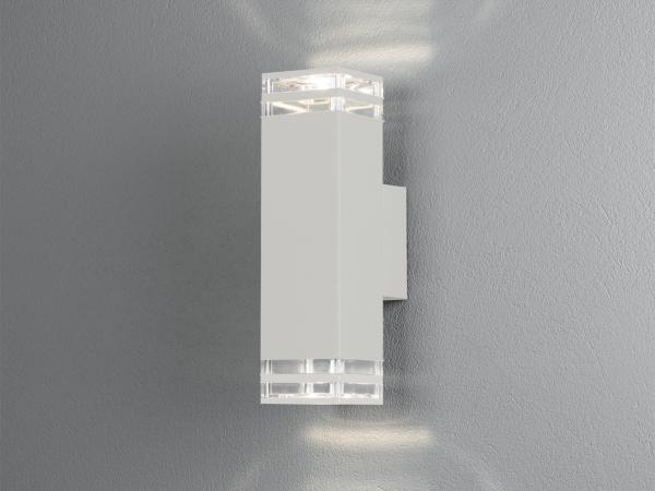 LED Außenwandleuchte ALU Up and Down Weiß Effektstreifen IP44, Höhe 27,5cm