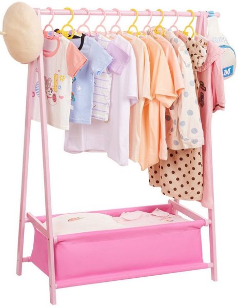 Yorbay Kleiderständer Kinder mit Aufbewahrungsbox, 86x36x106 cm, (Kleiderstange für Kinder), Klappbar