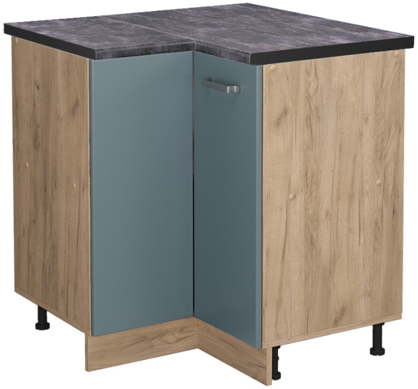 Eckunterschrank R-Line Blau-Grau 75.6 cm , AP Anthrazit Vicco