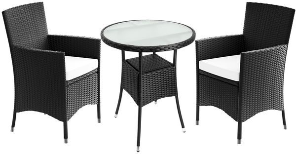 CASARIA® Polyrattan Balkonset Sitzgruppe Schwarz