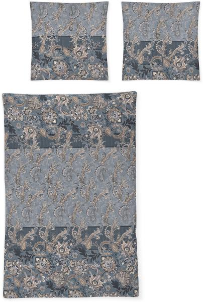 Irisette Sky Mako-Satin Bettwäsche 155x220 Paisley Streifen blau beige 8436-20