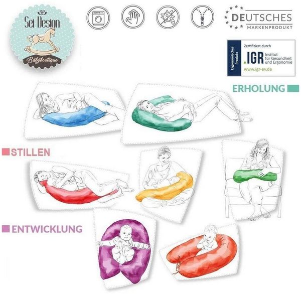 SEI Design Stillkissen Seitenschläferkissen Babynestchen Kuschelnest 170x30 cm, Schwangerschaftskissen mit Bezug, Schwangerschaftskissen mit Bezug, Bezug 100% Baumwolle Bild 2