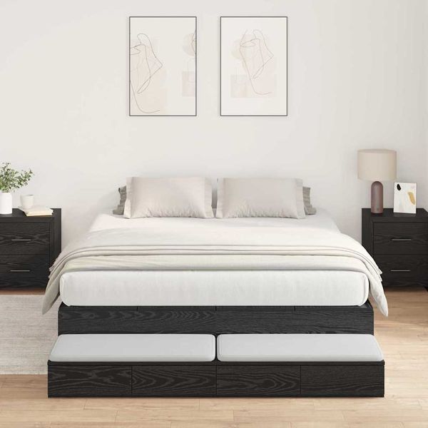 vidaXL Aufbewahrungsbettgestell Schwarz Eichen-Optik 140 cm 3335638