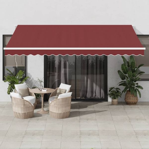 vidaXL Markise Manuell mit LED Weinrot 450x350 cm 3214987