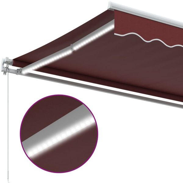 vidaXL Markise Manuell mit LED Weinrot 450x350 cm 3214987 Bild 8