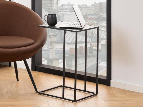 Beistelltisch >Inverness< in Schwarz matt aus MDF Metall - 43x63x35cm (BxHxT)