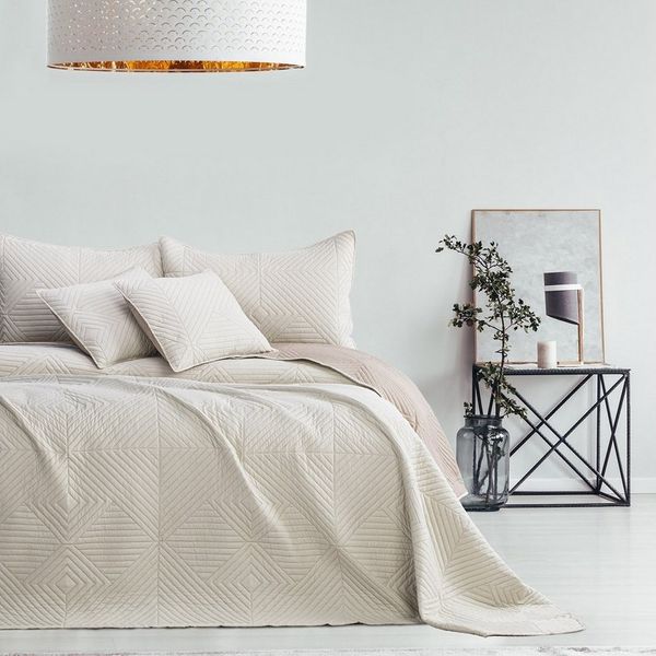 AmeliaHome Tagesdecke beige Cappucino 170x270 Bettüberwürf zweiseitig Ultrasonic Steppung Polyester Softa