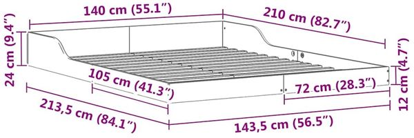 vidaXL Bettrahmen Braun 140 x 210 cm Massives Kiefernholz 873352 Bild 10