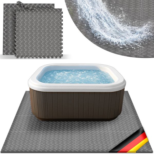 tillvex® Whirlpool Unterlage eckig 242 cm Grau | Bodenmatte Poolunterlage Matte viereckig Outdoor Whirlpools | Thermo Bodenschutzmatte Pool Untergrund | Bodenschutz Bodenplatte schützt & isoliert