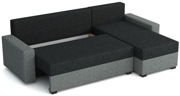 Ecksofa Schlafsofa Sofa HEDVIG Manila Goldgelb- Schwarz Ottomane Rechts Bild 2