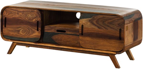 TV-Board Sheesham 134 x 40 x 48 dunkelbraun lackiert MAILAND #225