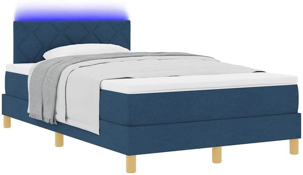 vidaXL LED Boxspringbett mit LED-Lichtleisten Blau 120 x 200 cm Stoff 3342512 Bild 3