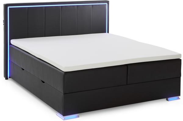 Colorado II Boxspringbett schwarz Kunstleder 209cm x 191cm x 121cm