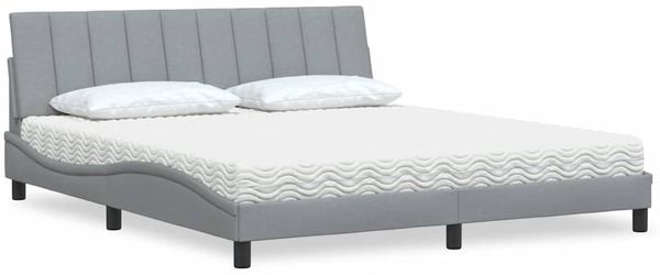 vidaXL Bett mit Matratze "Hanko" Hellgrau 180x200 cm Stoff 3310545
