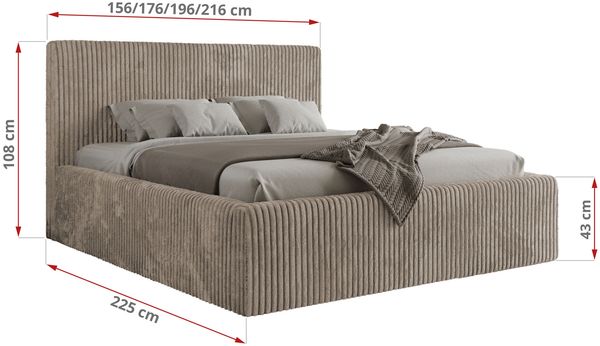 MKS Möbel 'Tiliano Classic' Polsterbett mit Stauraum, Cordstoff, Hellbraun, 160x200 cm, Multipocket | H3 - mittelfest Bild 4